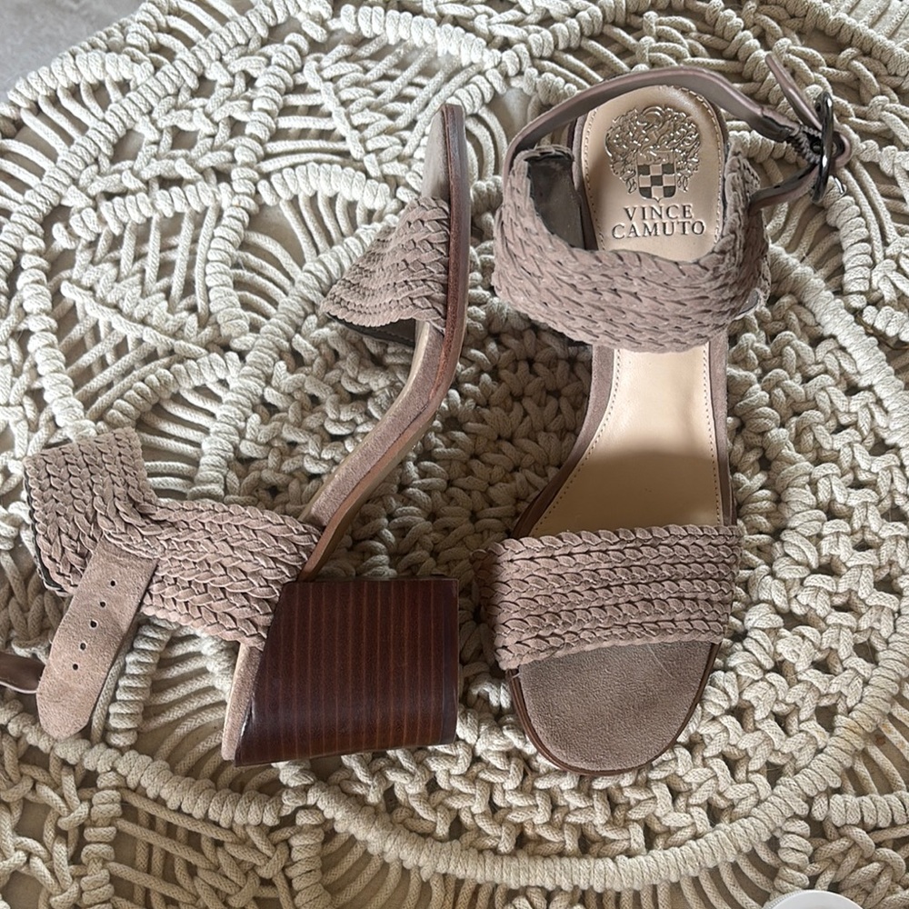 Vince Camuto Brown Sandals with Intricate Design